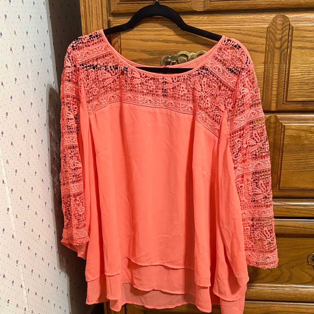 Maurices Coral Lace Blouse